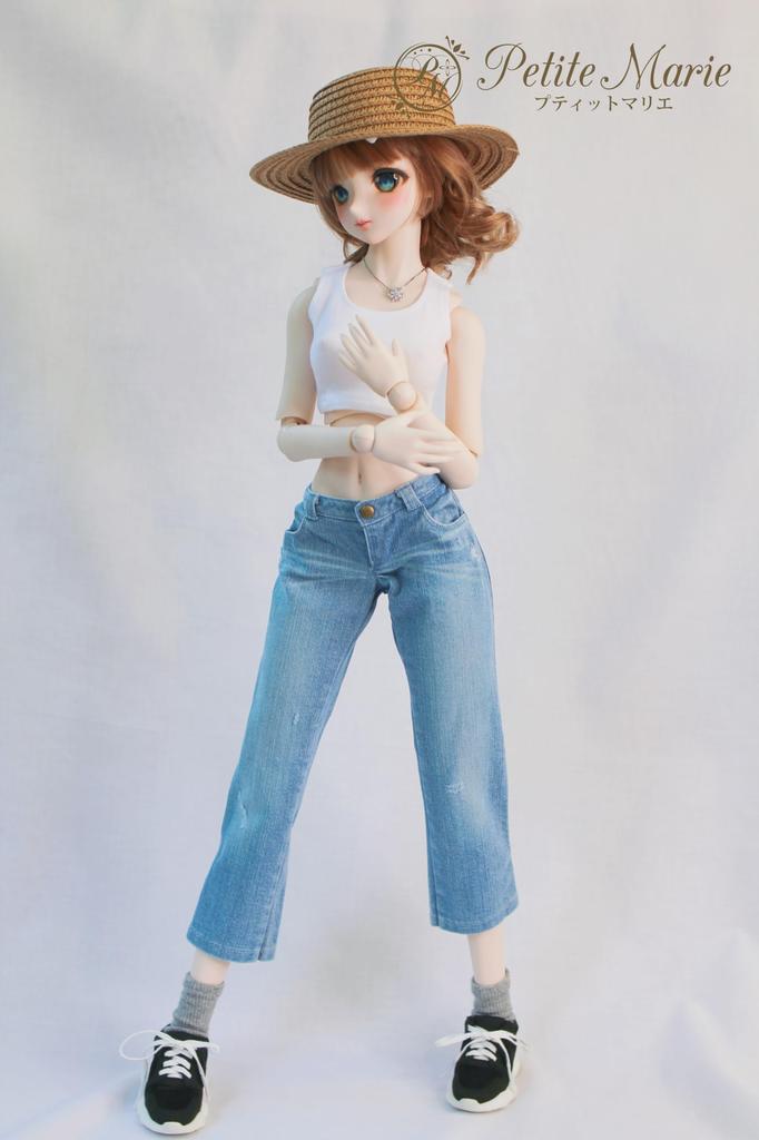 [Petite Marie] 13 DD Compatible Okayama Processed Distressed 810 Length Wide Jeans Light Blue KOJIMA Processed Jeans Distressed Low Rise Jeans Wide