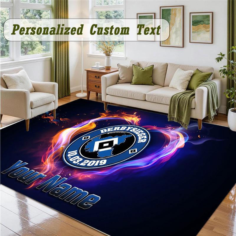 Crystal Velvet Square Rug Custom NameHamburger SV Pattern Non Slip Home Floor Decor Rug