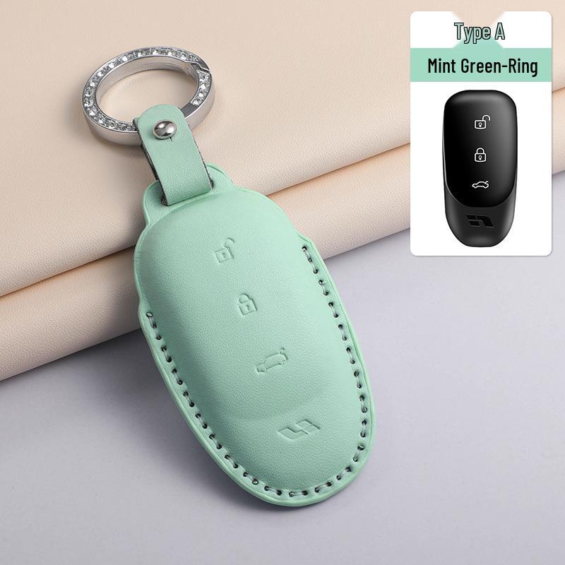 Dreifarbige PU-Leder-Autoschlüsselhülle für Ideal L6-L9