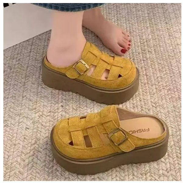 [FF] Ou Ruofeng candy color thick sole height increase Mary Jane bag head drag summer beach shoes