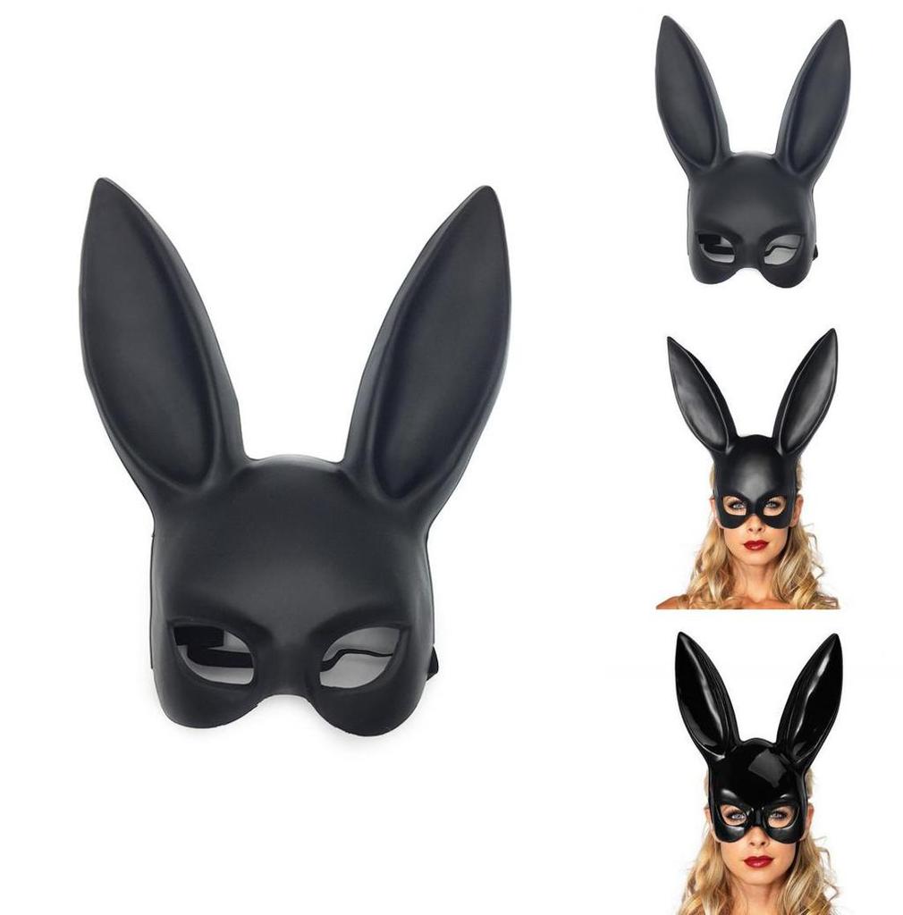 Schwarze Hasenmaske für Erwachsene aus PVC-Material, perfekt für Halloween, Cosplay und Kostümpartys