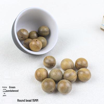Yuanmu Sizhu Green Sandalwood 15MM Wooden Beads - Handmade DIY Beading Accessories for Women's Day