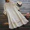 2025 Spring Summer Women’s Long Shirt Cotton Linen Solid Color Buttoned