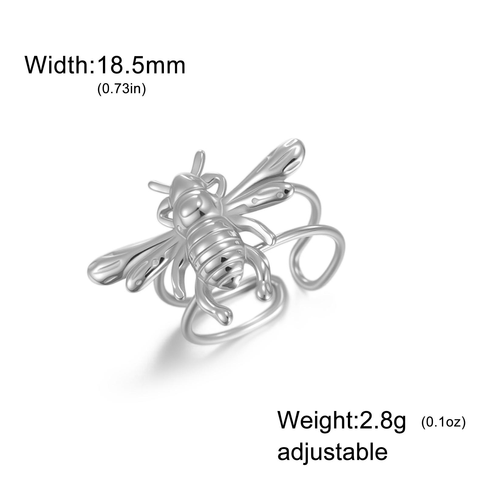

Cazador Honeybee Adjustable Rings for Women Stainless Steel Gold Plated Finger Rings Insect Jewelry Birthday Gift Wholesale 2026 resizable срібний