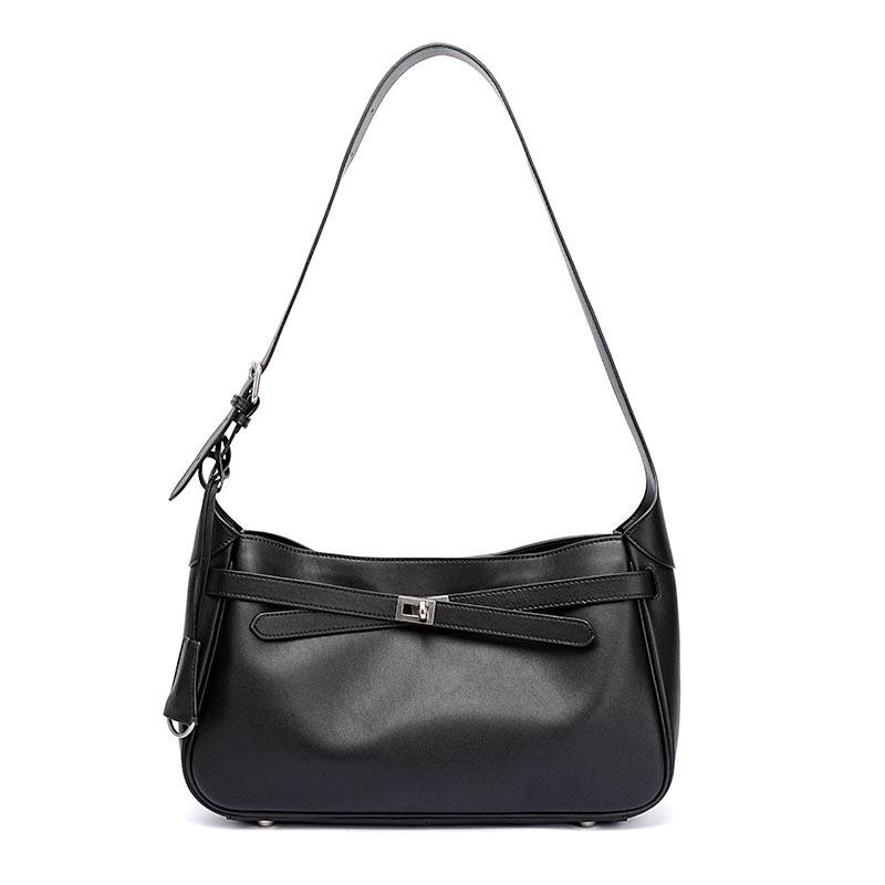 

Женская сумка из коровьей кожи первого слоя, сумка через плечо из натуральной кожи, новый замок, сумка под мышкой, универсальная модная премиальная женская сумка для поездок на работу 35*10*21cm чёрный