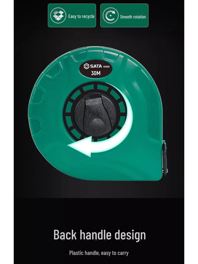 Shida High-Precision Long Steel Tape Measure - 20m/30m/50m Soft Construction Ruler, Models 91351B/91353B