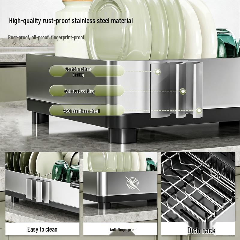 Multi-Functional Kitchen Countertop Rack with Sliding Rails and Spice Storage