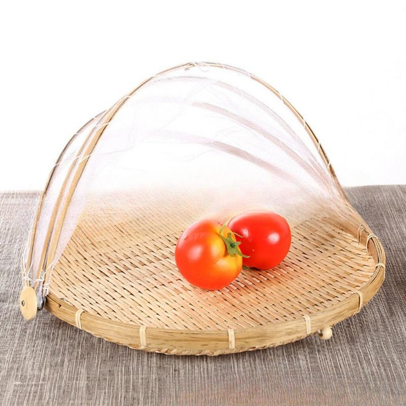 Ręcznie Tkane Bambusowe Kosze na Owoce Odstraszające Komary i Owady, Kosz do Suszenia Produktów Suchych, Koszyki do Przechowywania na Piknik, Chleb, Przekąski