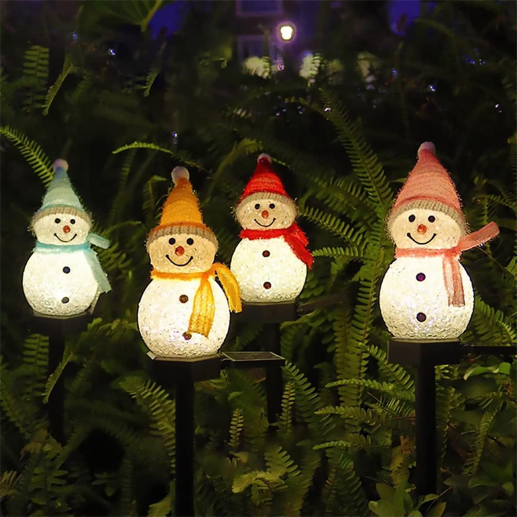 Solar Snowman Garden Light, Christmas Ornament, Outdoor Solar Light, Rechargeable Solar Powered, Waterproof, Christmas Decorative Light, Automatic