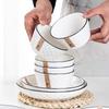 Japanese Style Rose Diamond Ceramic Noodle Bowl Set
