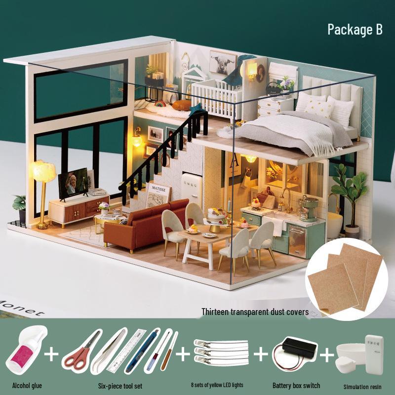 Zhi Qu Wu DIY Holzpuppenhausmodell – Kreatives handmontiertes Villenspielzeug, Perfektes Geburtstagsgeschenk für Freundin