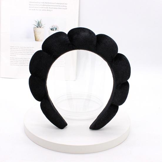 Women Headband Solid Color Elastic Puffy Sponge Lightweight Anti-slip Hair-fixed Regular Fit Bath Washing Face Hair Hoop Hair Accessories