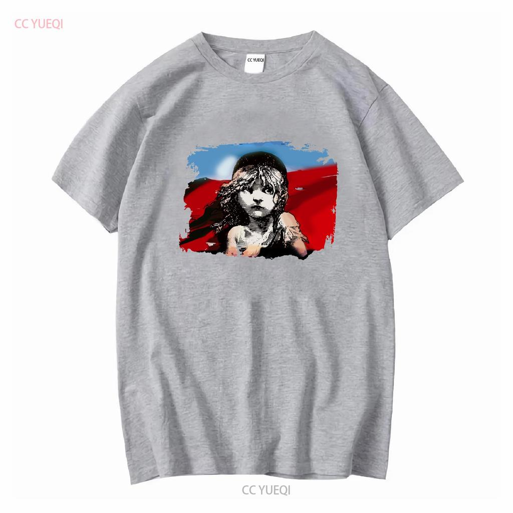 Les Miserables T-Shirt Herren Mittelblau Buch Musical Film Lang- oder Kurzarm Vintage Gewaschen Herren Weich Streetwear Grafik