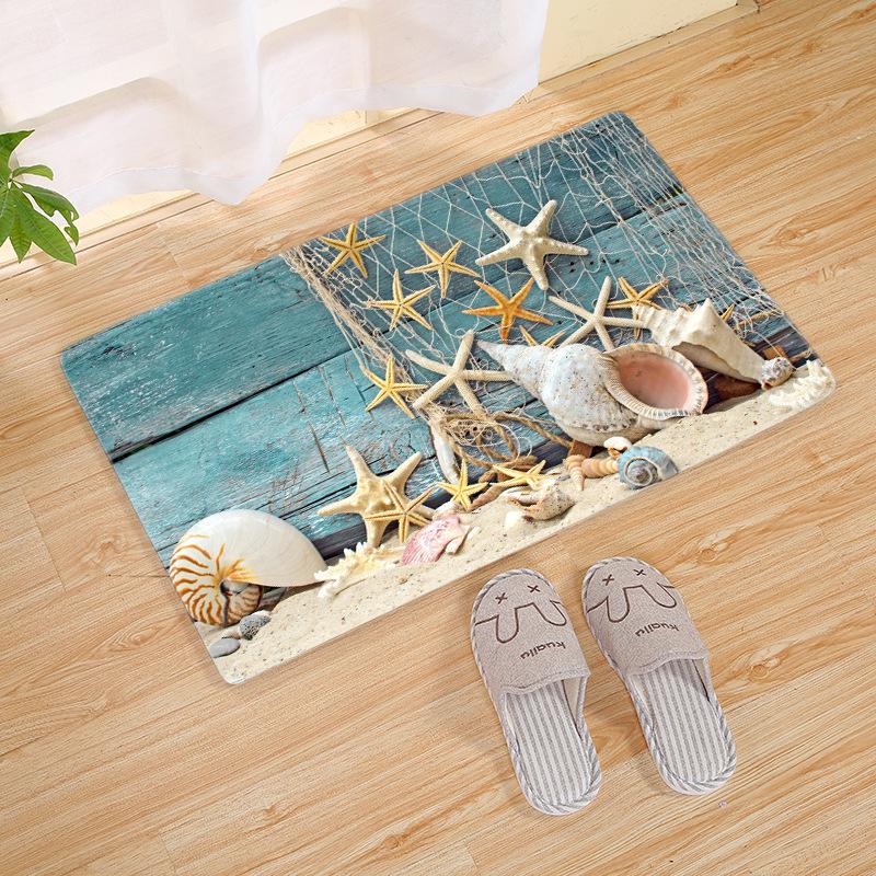 Shell Sea Doormat Bathroom Kitchen Floor Mat Door Rugs Nordic Beach Starfish Carpet Non-Slip Mat 3 Sizes Felpudo Paillasson