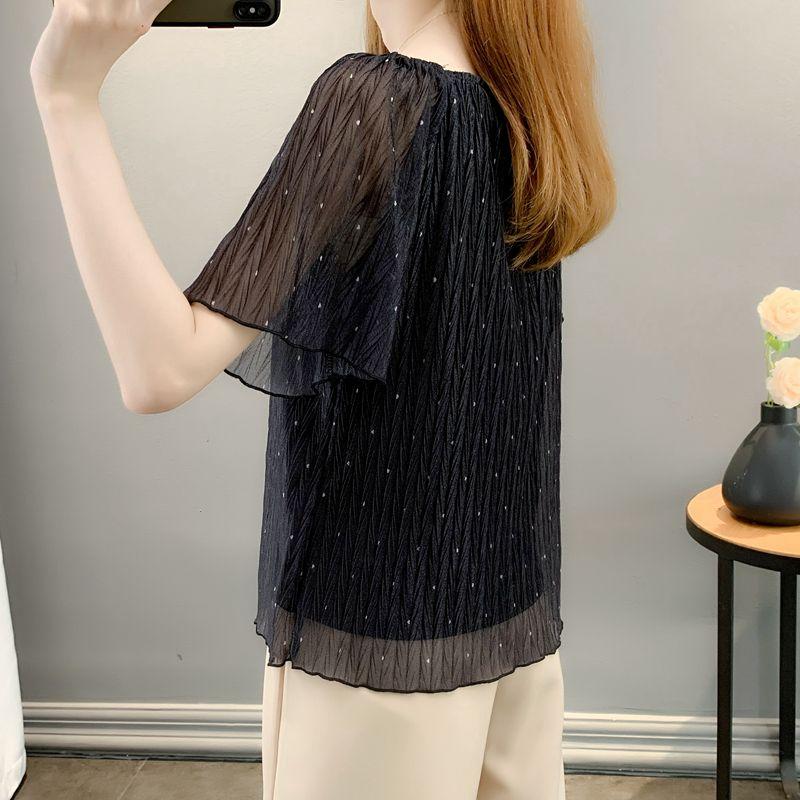 Summer Temperament Chiffon Loose and Slimming Casual Women's Clothing Hong Kong Style Shirt Top