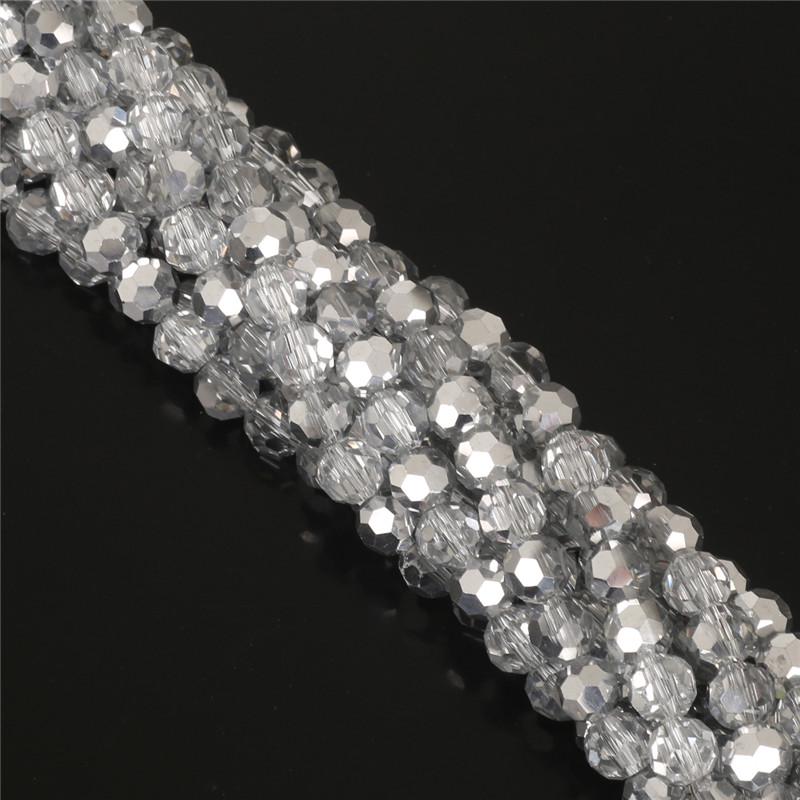 100Pcs Glass Balll Beads Rondelle Faceted Crystal Beads for DIY Jewelry Necklace Bracelet