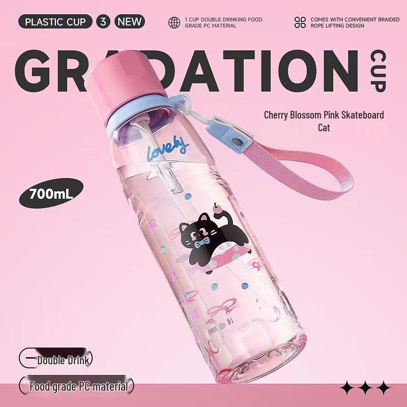 Portable Summer Straw Water Bottle