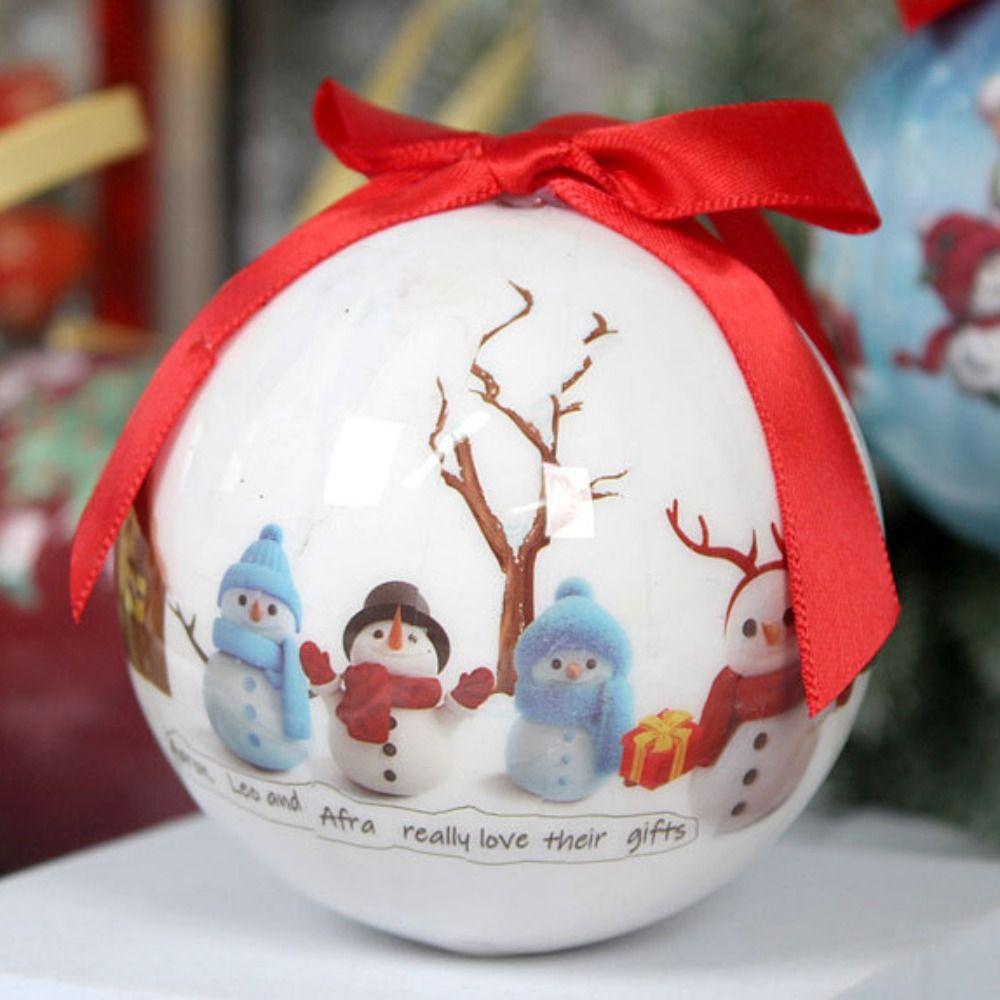 2pcs 8cm Christmas Tree Pendant Delicate Hanging Ornament Crafts Christmas Ball Window