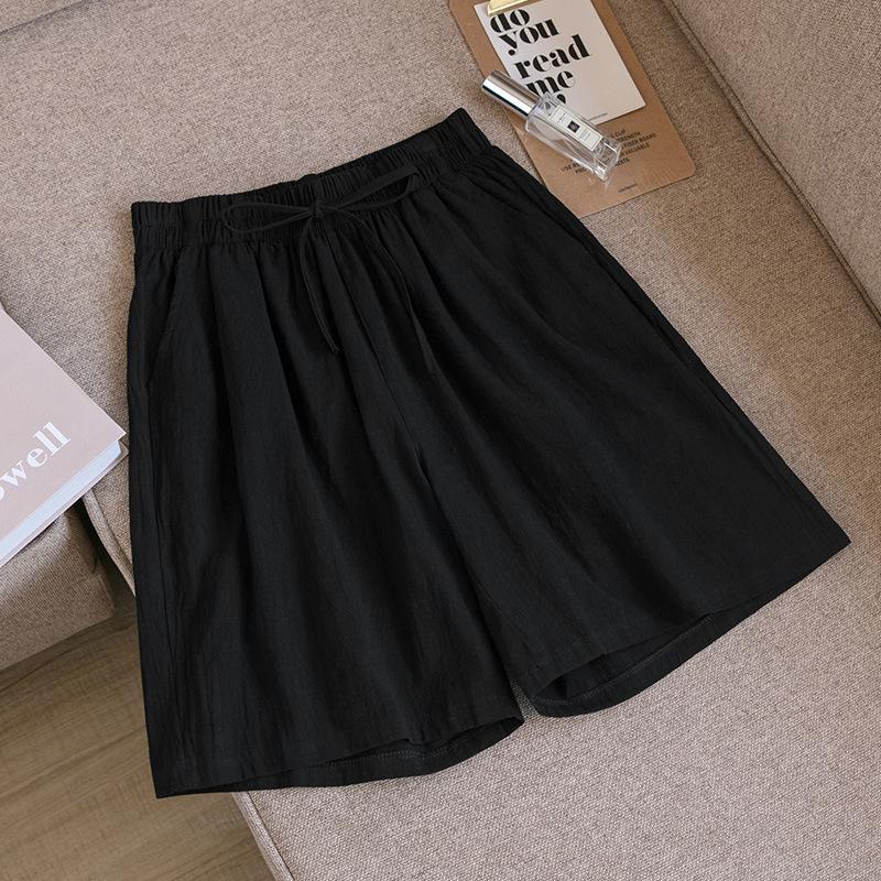 

Summer Women Cotton Linen Shorts Casual Solid Shorts High Waist Loose Shorts Soft Cool Female Short XXXL
