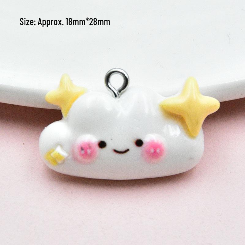 Cartoon Cloud & Rainbow Keychain Pendant - Cute Resin Glossy Jewelry Accessory