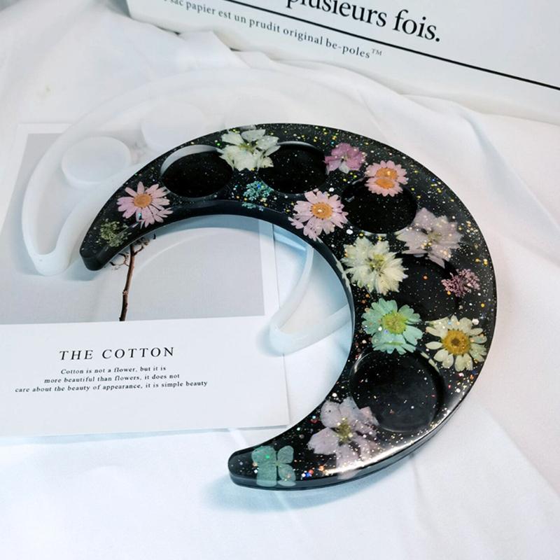 Moon Shape Candlestick Silicone Mould for Diy Handmade Crystal Epoxy Resin Moon Wine Glass Tray Mold Home Decoration Newest