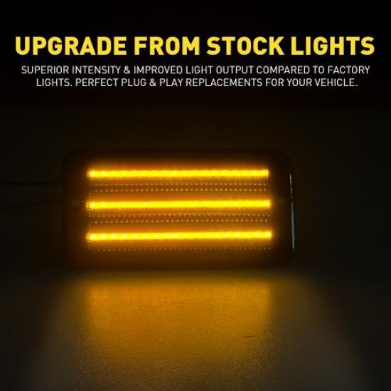 Smoked Amber LED Front Bumper DRL Signal Lights For 97-06 Jeep Wrangler TJ EXV