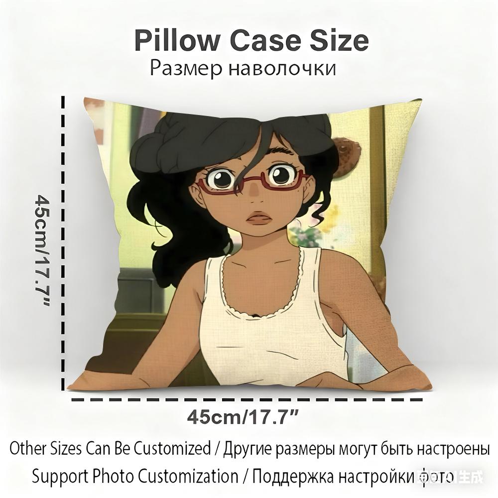 American-style Girls' Anime Cushion Cover Household Decoration Linen Sofa Cushion Cover: Skin-Friendly & Breathable With Invisib