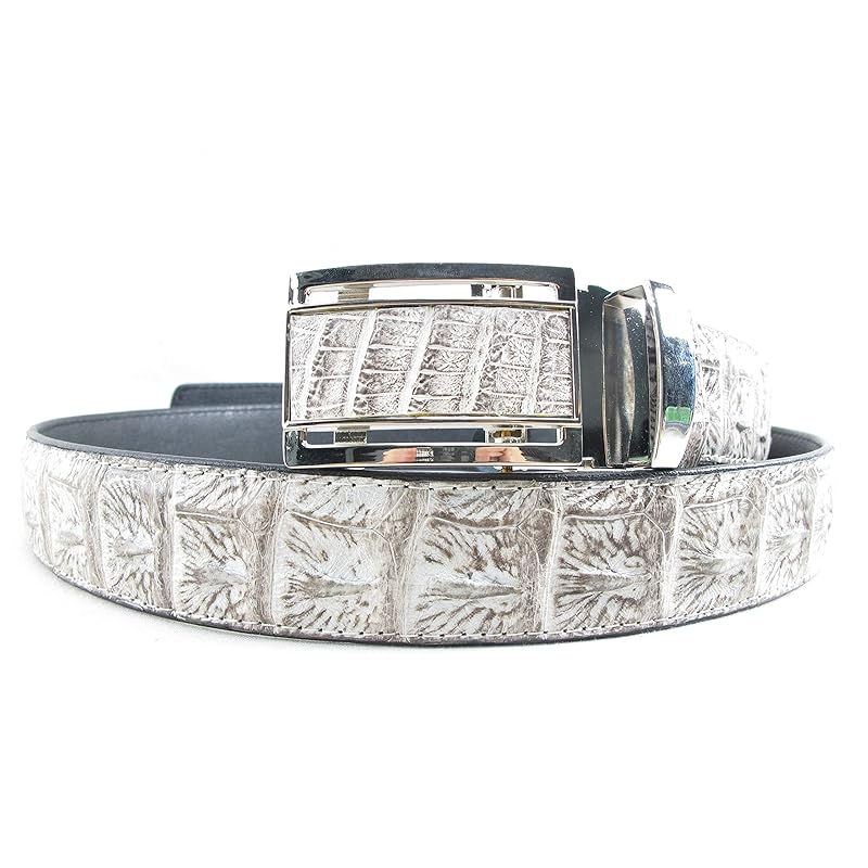 

[Pelgio] crocodile leather belt natural color auto stopper