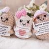 Funny Crochet Colorful Hat Potatoes With Card Home Room Decoration Handmade Knitted Positive Energy Potato Doll Christmas Gifts