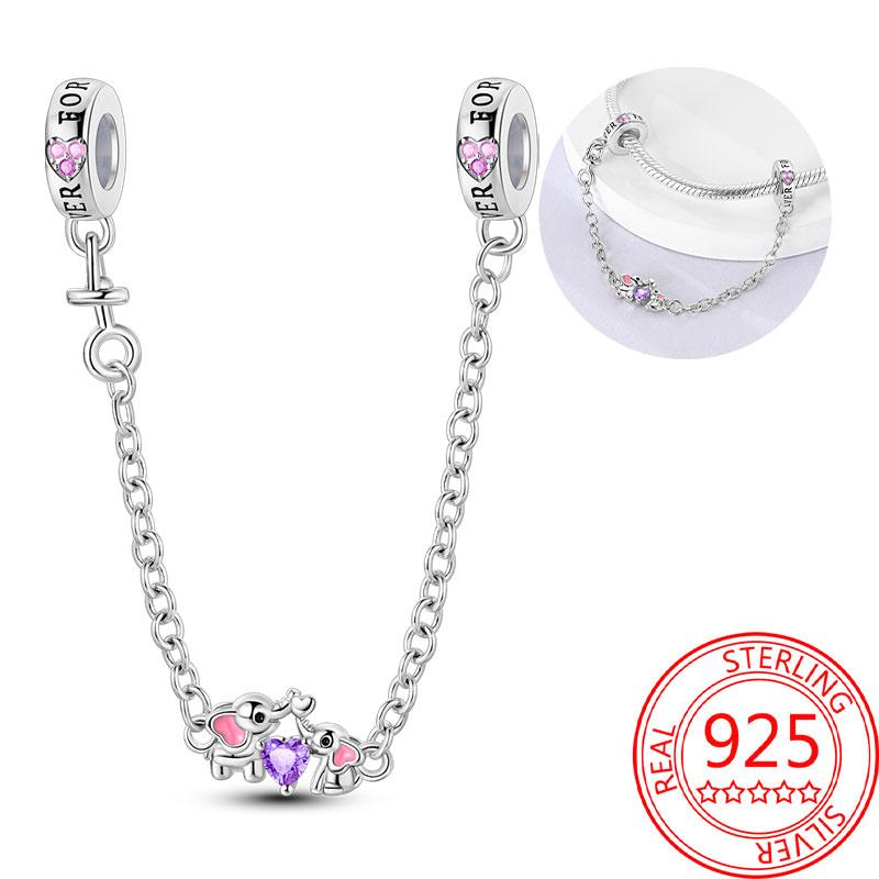 Breloque Pendentif Perles Cœur Rose Scintillant Cuivre Compatible Bracelet Original Pour Femmes Bijoux Cadeaux Saint-Valentin