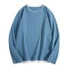 Men O-Neck Waffle Sweatshirt Fake Two-Piece Long Sleeve T-shirt Casual Loose Pullover for Spring Autumn Daily Wear Street