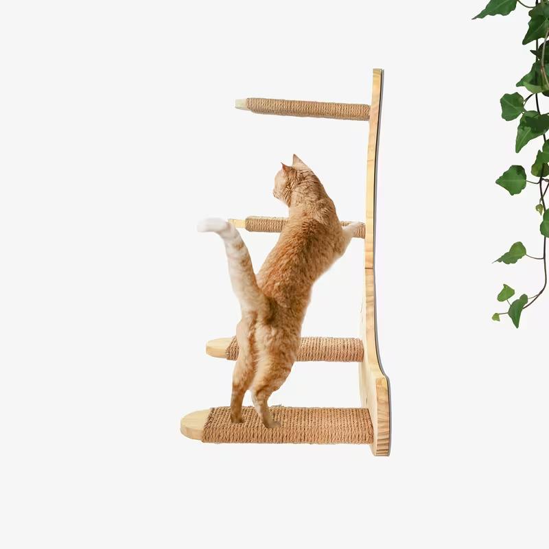 Wooden Kitten Ladder with Sisal Rope Cat Wall Steps Climbing Cat Scratching Post Cat Scratching Board Tree Pet Furniture