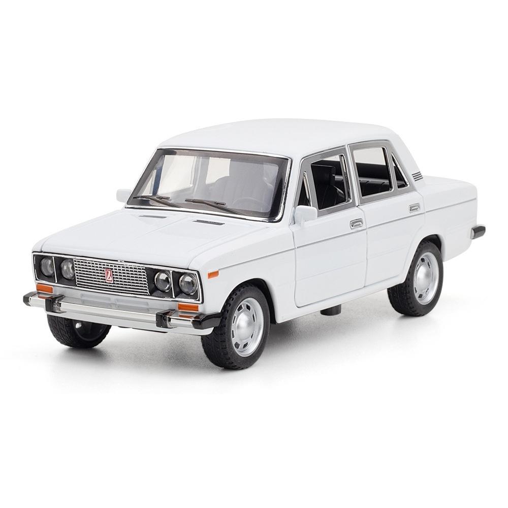 

1/24 LADA 2106 Classic Diecast Toy Car Model Vehicle Miniature Pull Back Sound & Light Doors Openable Collection Gift Boy белый