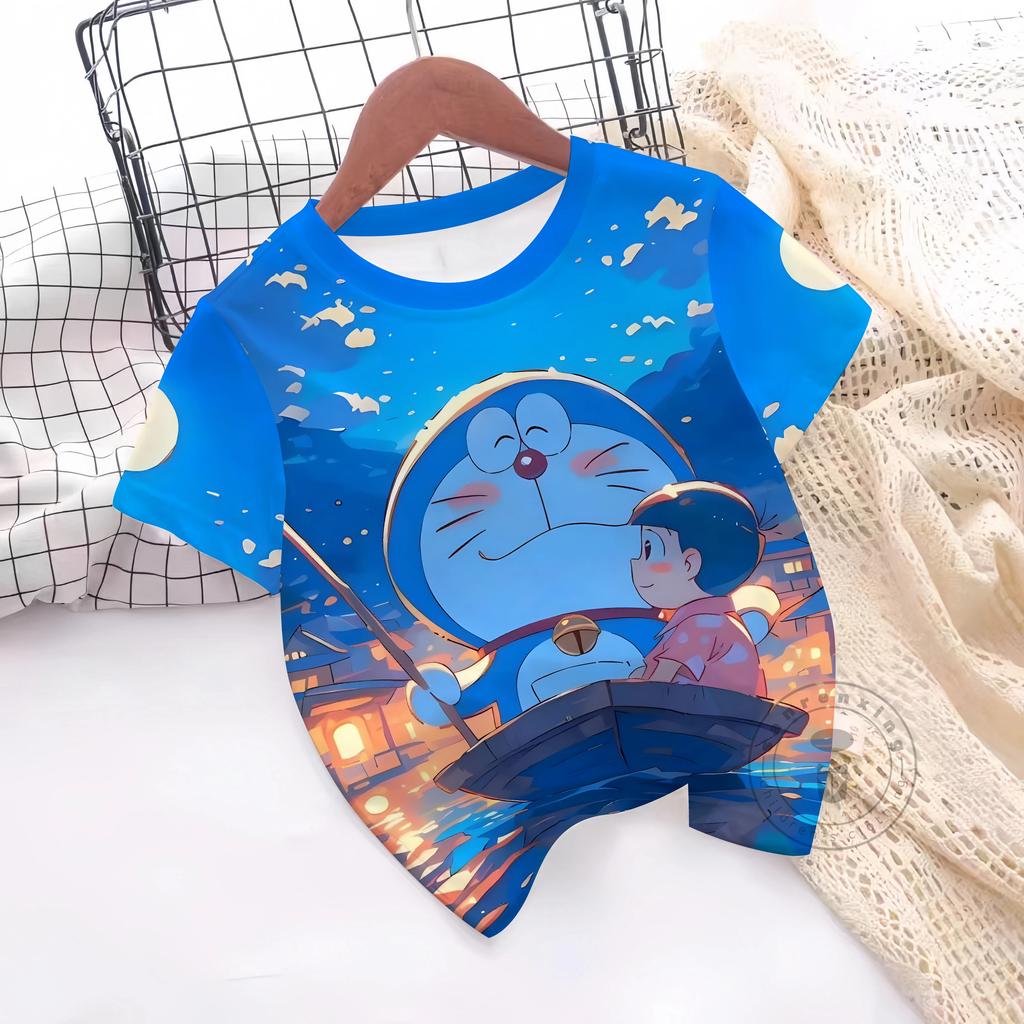 Summer Doraemon 3D Printe Children's Tops Teenagers From T-Shirts For Boys Girls Kids Clothes Short Sleeve