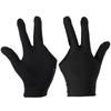 Unisex Snooker Billiard Cue Glove Pool Left Hand Open Three Finger Gloves(black)