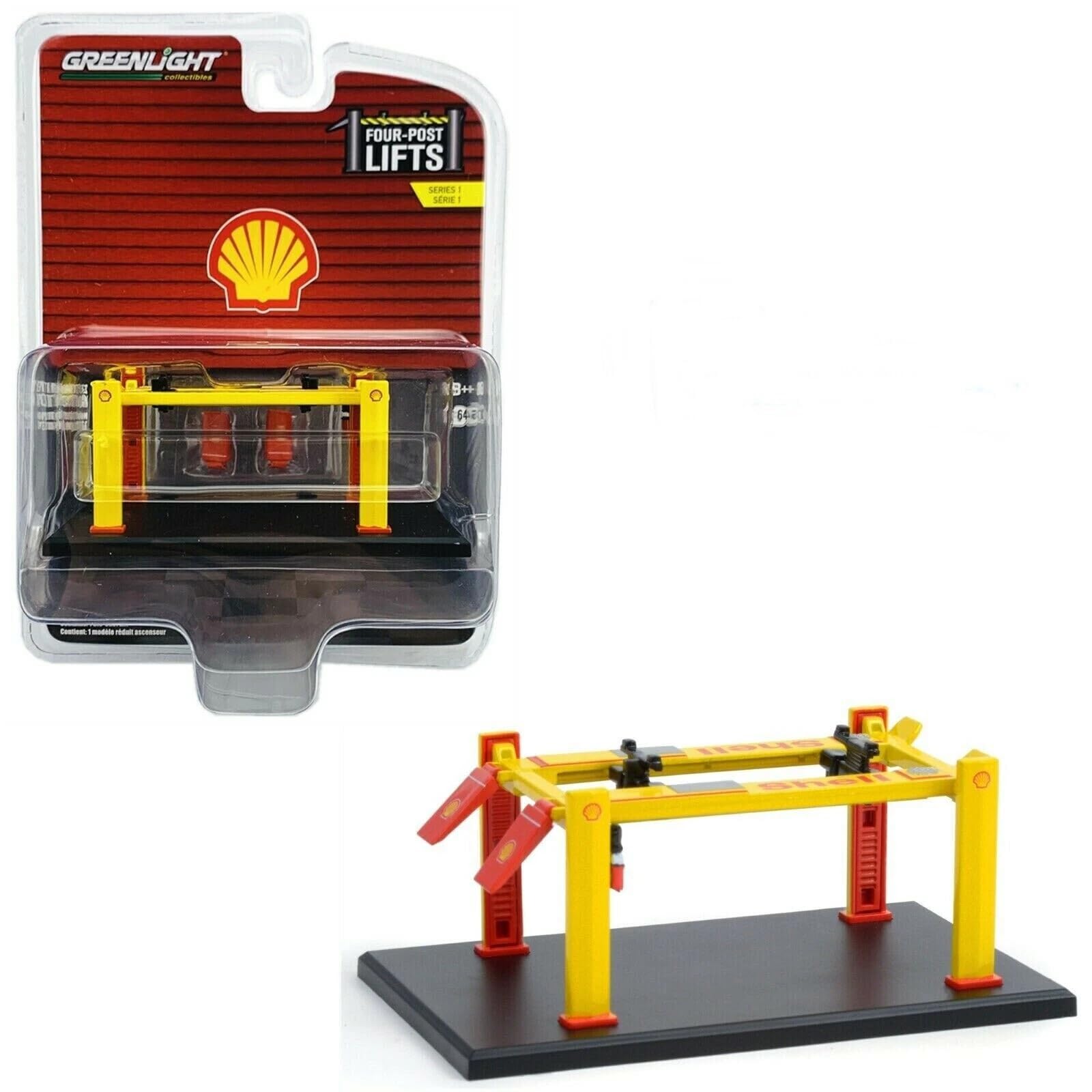 

GREENLIGHT 1/64 Scale Four-Post Lift by Shell Oil Auto Body Shop [Parallel Import]