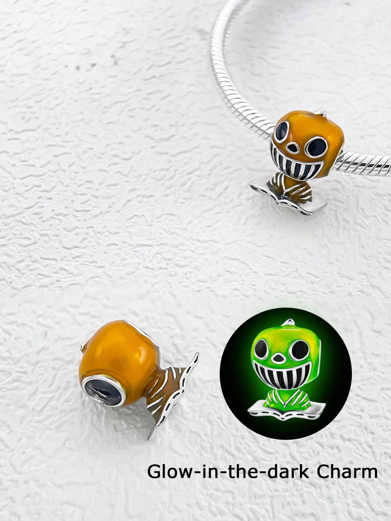 Посеребренные Оригинальные Шармы Милые Хэллоуинские Бусины-Призраки Подходят для Браслета Женские Украшения Подарок