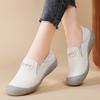 Genuine Leather Women's Flats 2 In 1 Casual Shoes Ladies Elastic Walking Shoes Slip-on Loafers Round Toe Slippers Waterproof Working Shoes