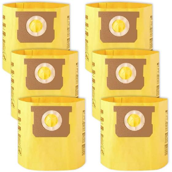 6 Packs Type D High Efficiency Filter Bags for 4 Gallon Wet/Dry Vacuums, Part #91964