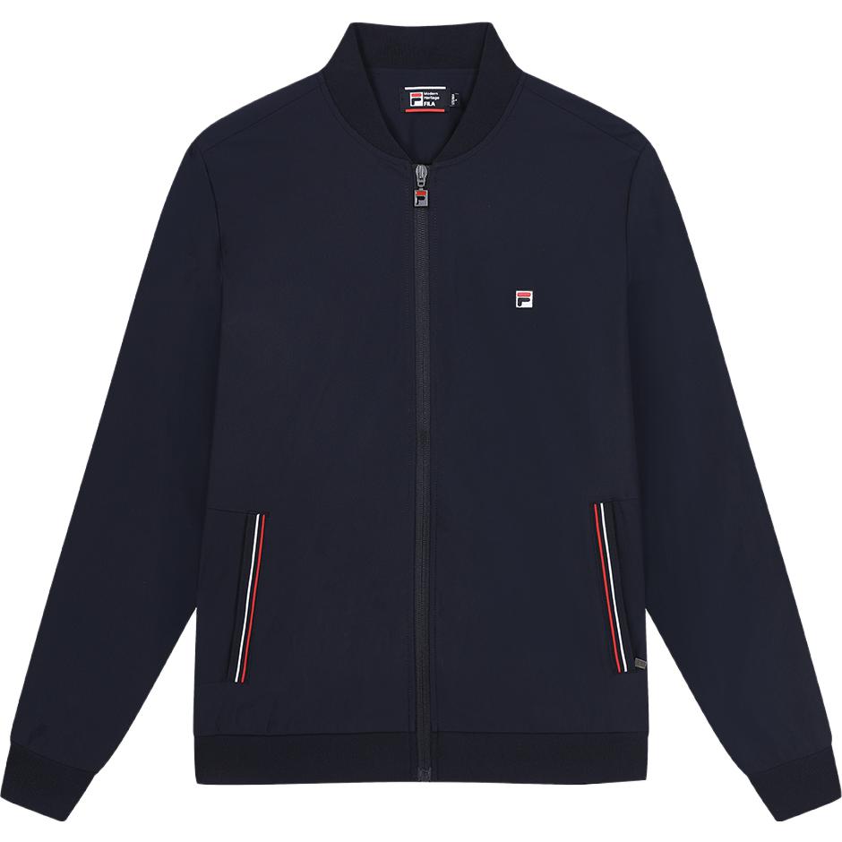 Fila 2023 Autumn New Business Casual Baseball Collar Knitted Long Sleeve Jacket Men Jacket Legendary-Blue F11M331501FNV