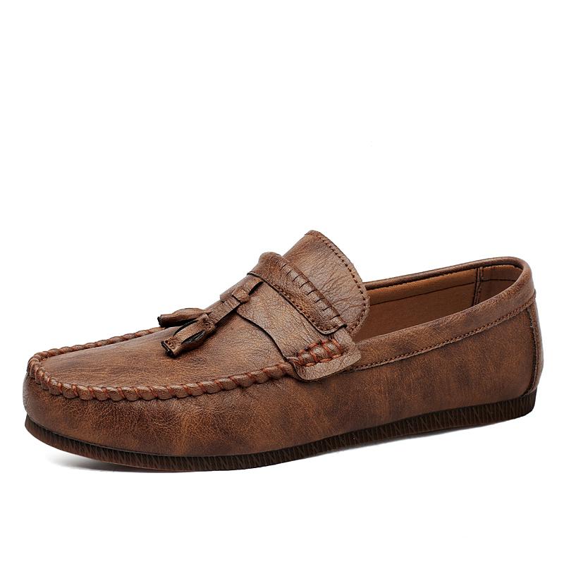 

Модные весенние уличные лоферы Удобная повседневная обувь из искусственной кожи мужские слипоны на плоской подошве для отдыха и прогулок мужские мокасины Нескользящая обувь для вождения 44 коричневый
