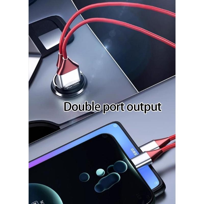 Highly Speed 100W Automotive Charger Intelligent Car Charger Durability Metal Case Ideal For Road Trips and Commuting