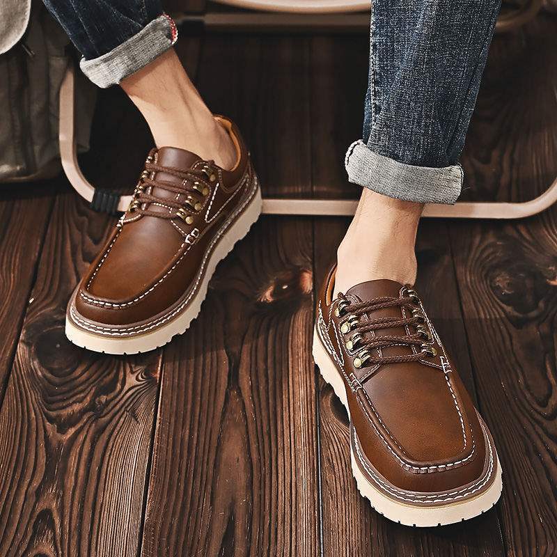 Amerikanische Werkzeugschuhe Low-Top Herbst neue Herrenschuhe Martin Boots Plateausohle Outdoor Casual Big Head Lederschuhe große Größe