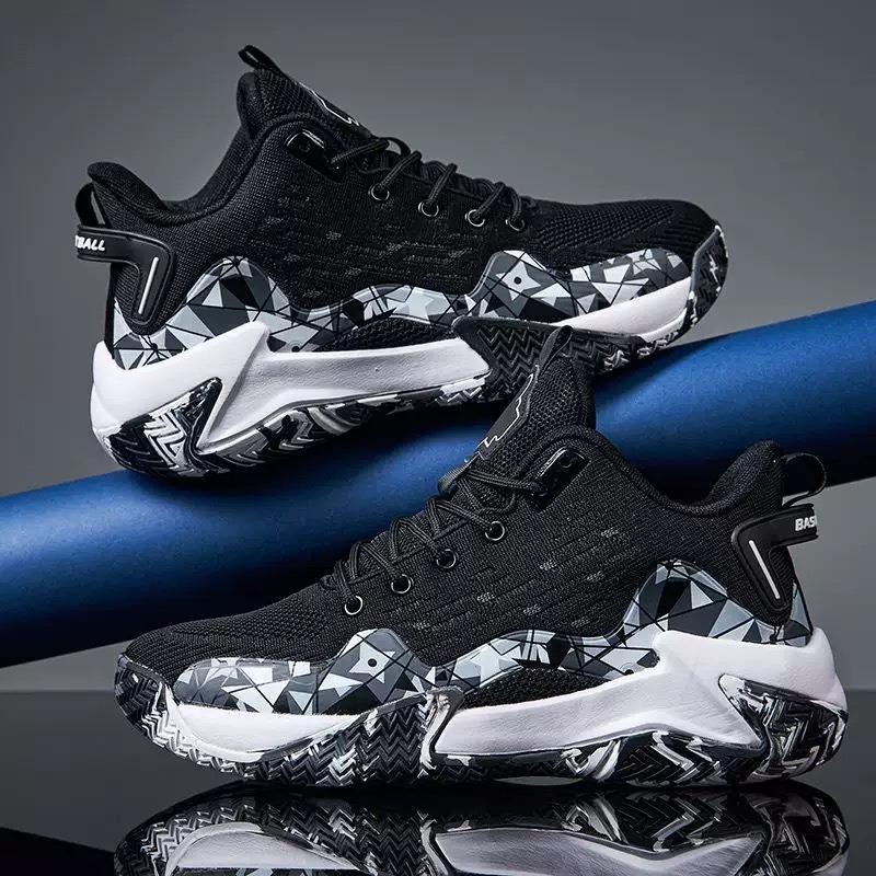 Men's Summer High-Top Knit Mesh Camo Basketball Sports Shoes, Trendy Footwear For Youth.