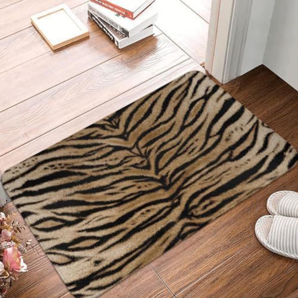 1Pcs RLeopard Print Fur Pattern Door Mat WELCOME Rug Living Room Bedroom Entry Doormat Outdoor Nonslip Floor Mat Kitchen Mat
