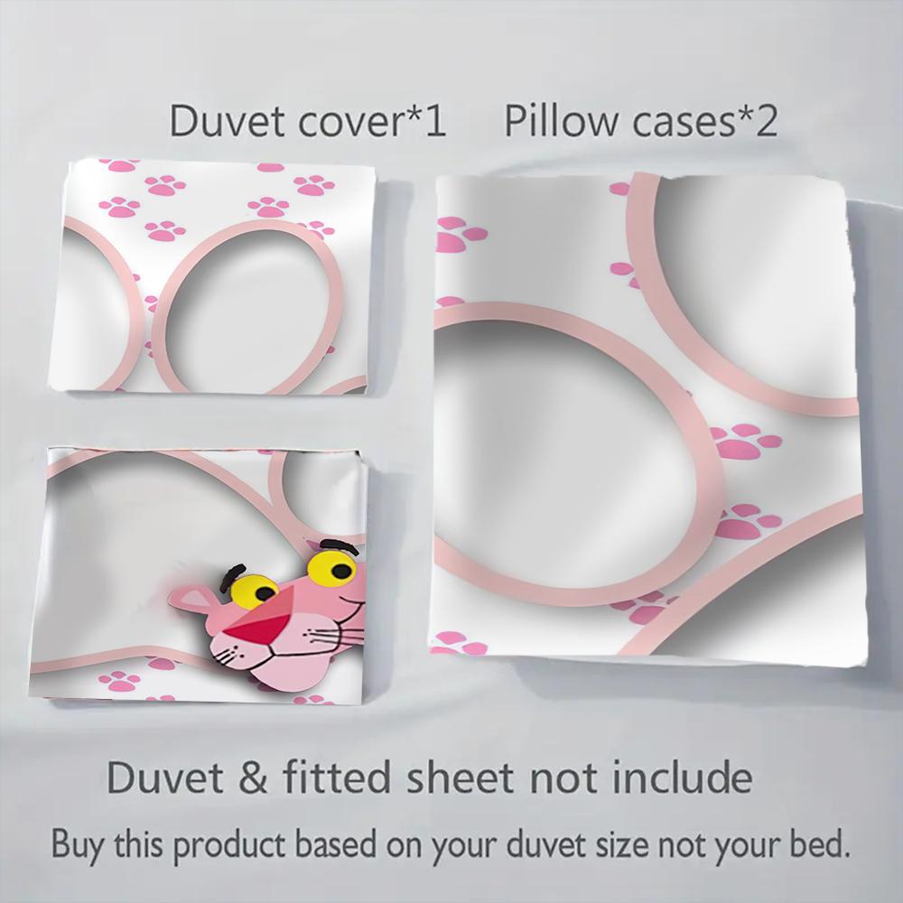Biancheria da letto con impronta di zampa della Pantera Rosa Senza Imbottitura 1 Copripiumino 2 Federe Senza Imbottitura Set Biancheria da Letto Regalo di Natale Compleanno Morbido e Confortevole