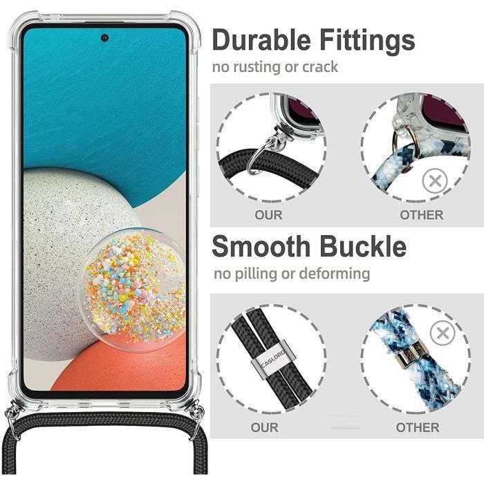 Coque - Samsung - M52 5G - Souple - Transparente - AntiChoc avec Chaîne Violet