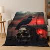 Gothic Raven Crow Skull Cartoon Flannel Blanket Soft Warm Blanket Throw Blanket for Bedroom Living Room Bed Travel Camping Gift