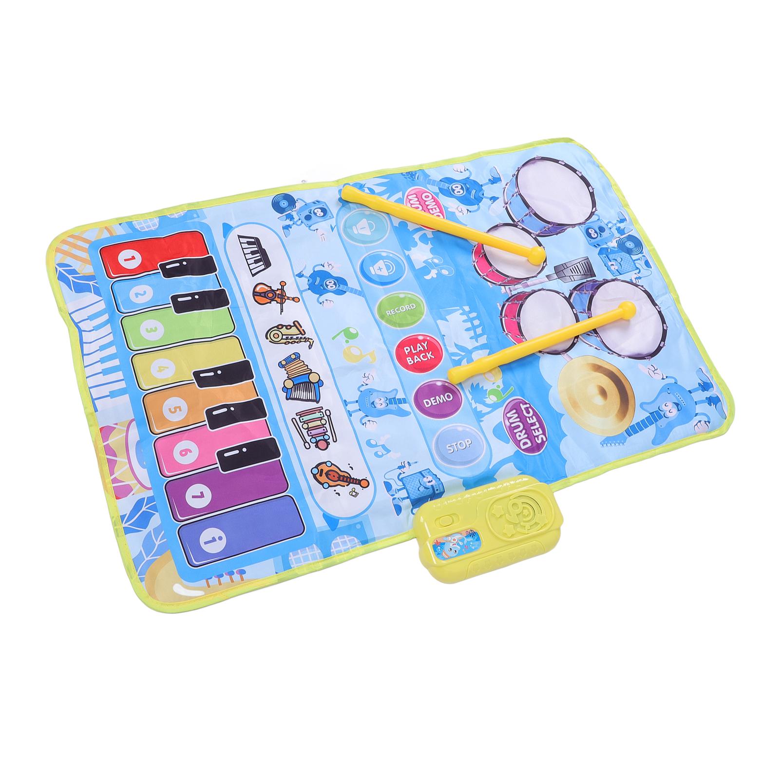 2 in 1 Baby Piano and   Mat 13 Keys 5 Music Instruments Sounds Interactive Game Baby Musical Mat for Toddler