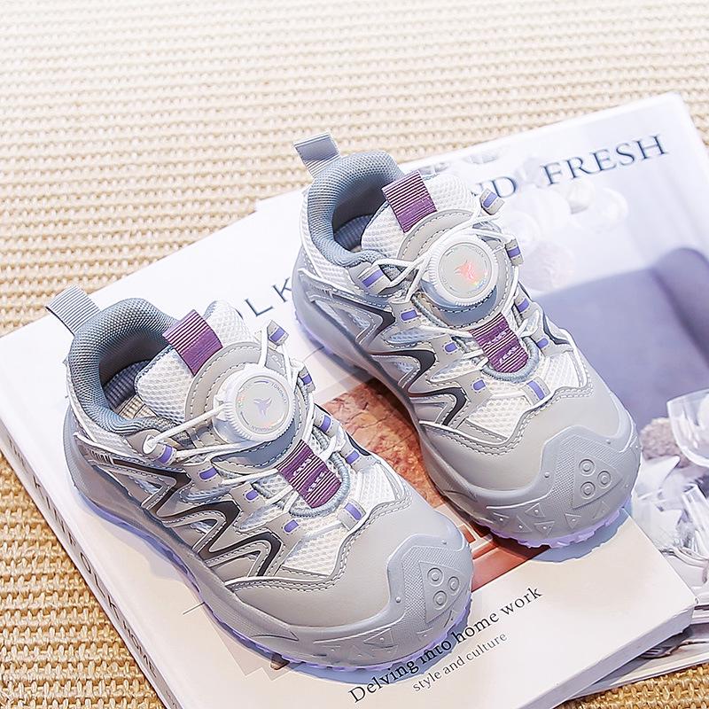 2025 Girls' & Boys' Mesh Dial Buckle Sports Shoes - Non-Slip, Soft Sole Trendy Trainers for Spring/Autumn